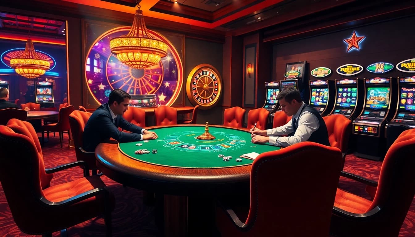 Vivez l'excitation de casino en ligne 2026 avec une scène de poker captivante mettant en avant luxe et excitation.