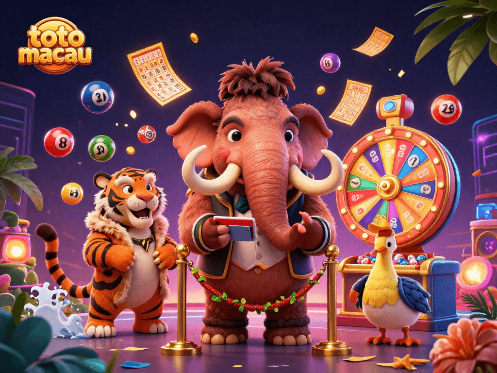 Toto macau showcases a lively casino scene with dynamic lottery elements and engaging characters.