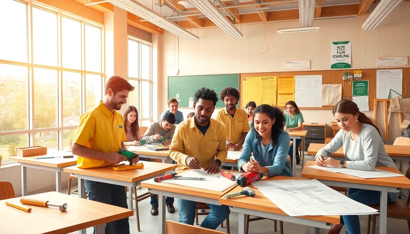 Participating in construction classes to enhance skills and practical knowledge.