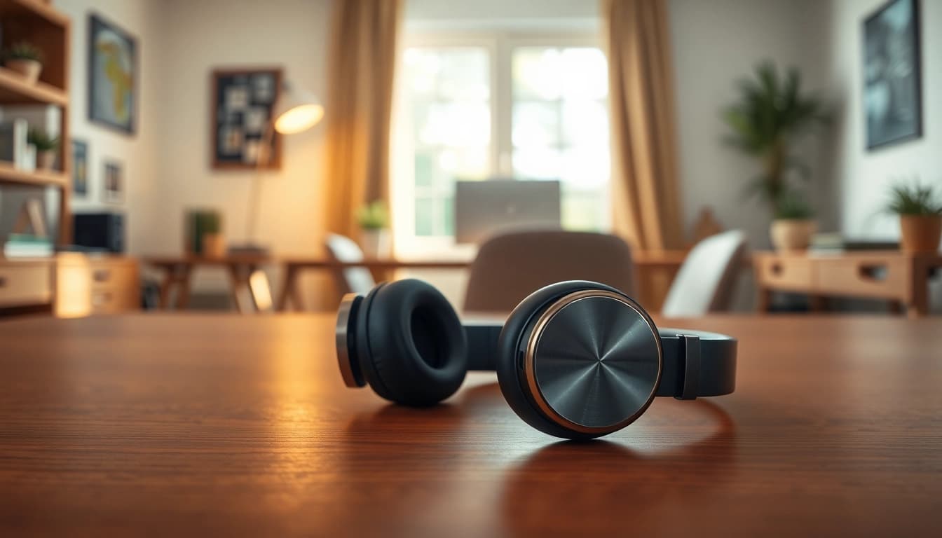 Showcase the Bone X2 Bone Conduction Headphones displayed elegantly, highlighting their design and usability.