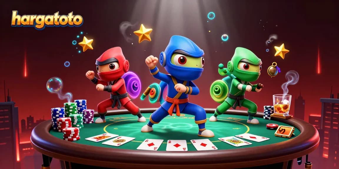 Experience thrilling gameplay at HARGATOTO with ninja chameleons around exciting poker elements.