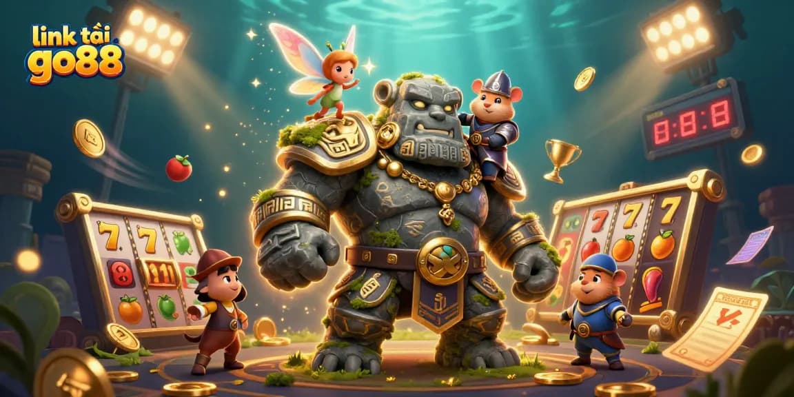 Catch the excitement with link tải go88 in this vibrant 3D illustration showcasing an online casino adventure.
