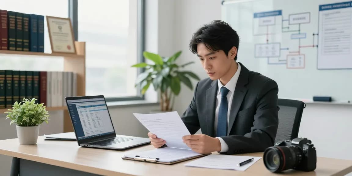 Analisis di aafikotamedan.org menunjukkan auditor forensik bekerja dengan dokumen di ruang kantor modern