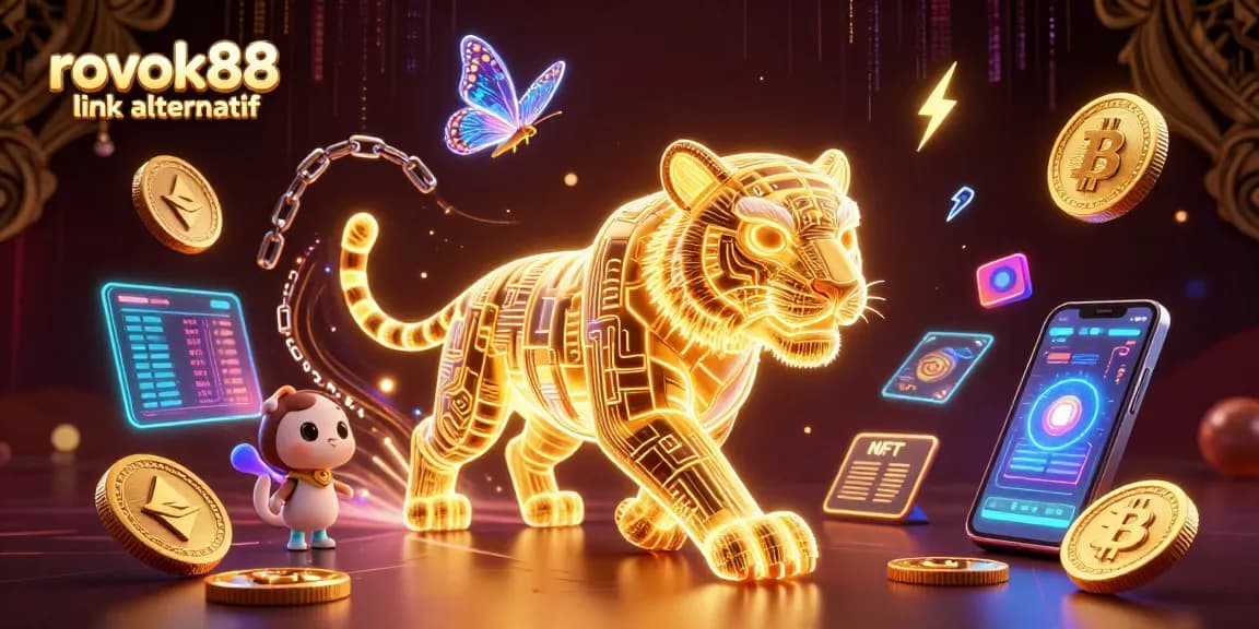 Experience rokok88 link alternatif in a vibrant digital casino landscape filled with cryptocurrency elements.