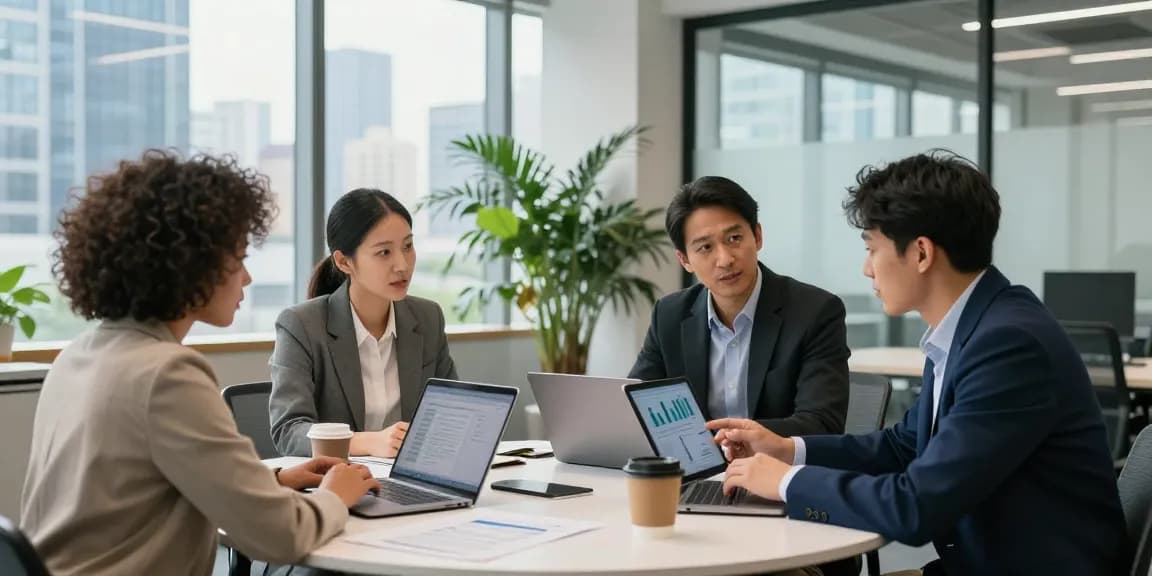 Team collaborating at https://factors.org.uk in modern office setting, showcasing innovative teamwork and engagement.