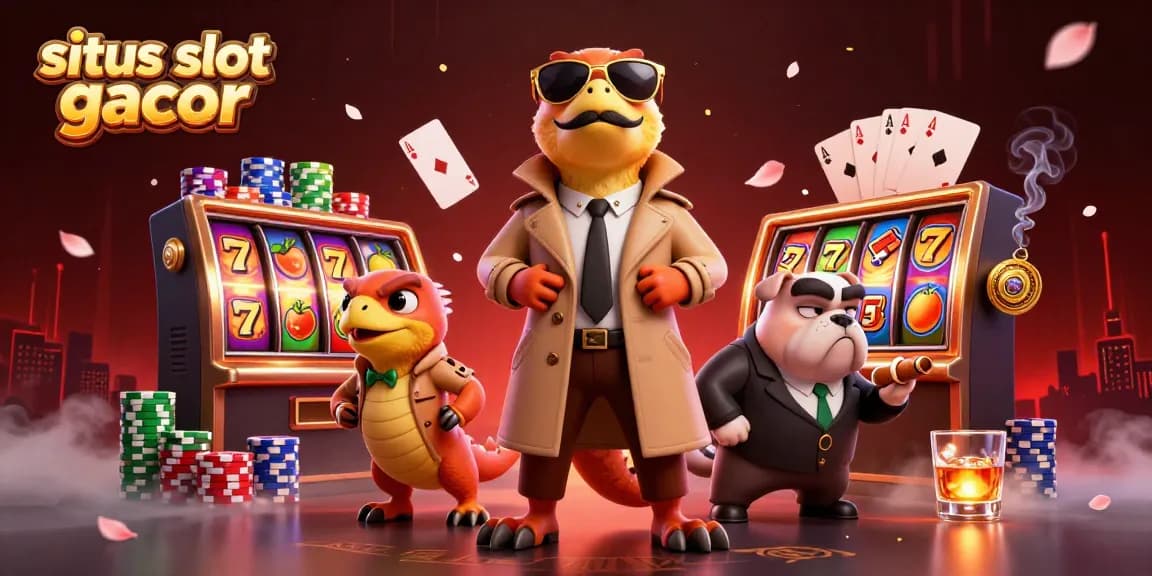Experience thrilling action at situs slot gacor with raptors in a trench coat and casino excitement.
