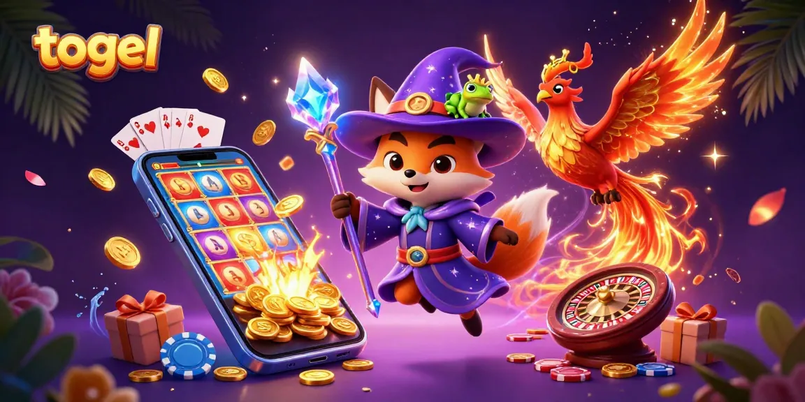 Play exciting togel games with a wizard fox and phoenix in bold 3D casino illustration