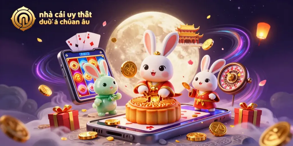 Nhà cái uy tín đến từ châu âu trong một cảnh 3D sôi động với tiền thưởng, trò chơi và các nhân vật vui vẻ.