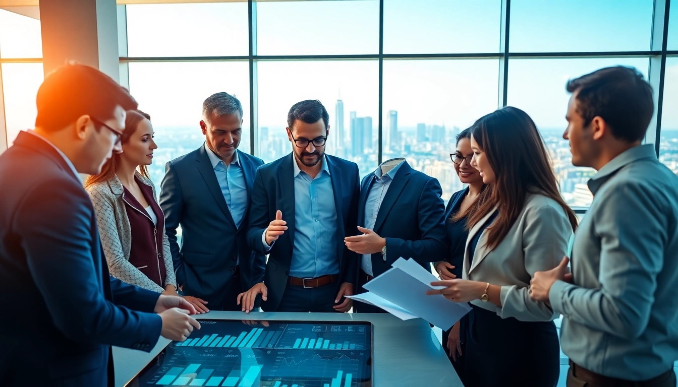 Team collaborating on b2b competitive intelligence in a modern office.