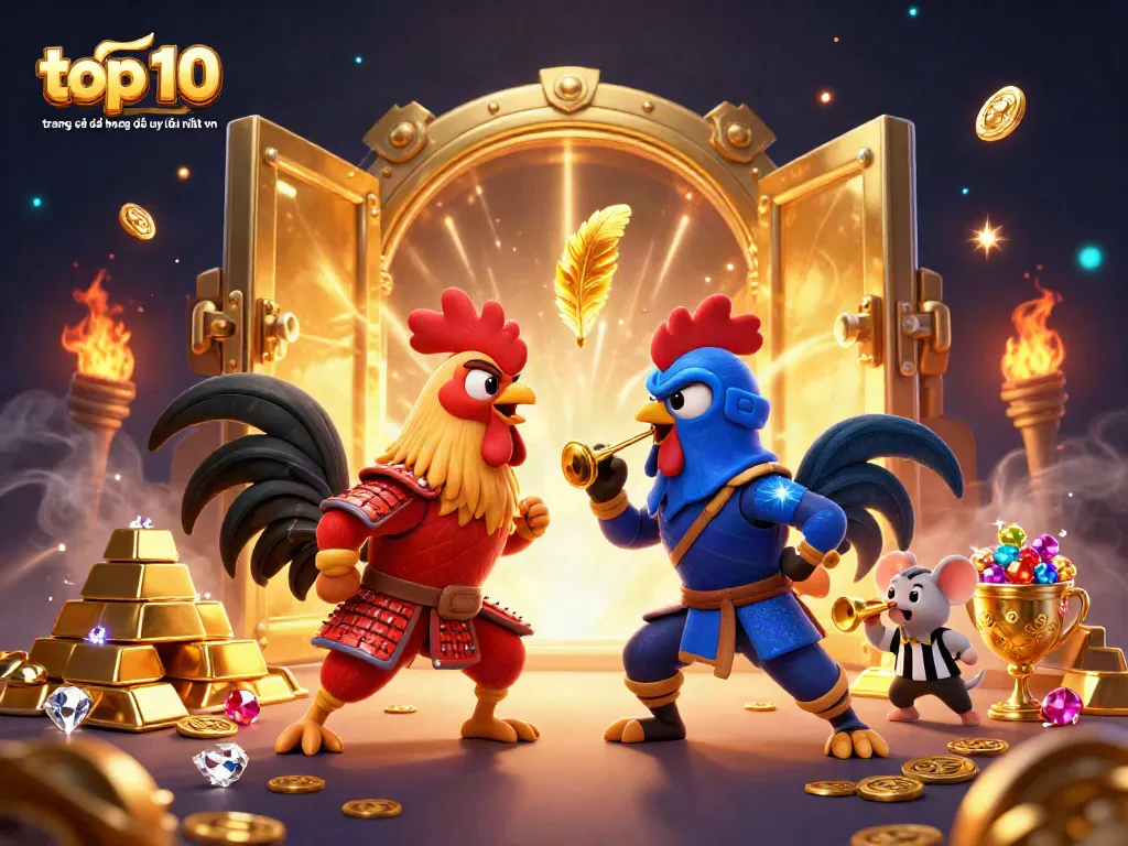 Các trang cá độ bóng đá uy tín nhất VN với roosters chiến đấu trong không gian huyền ảo