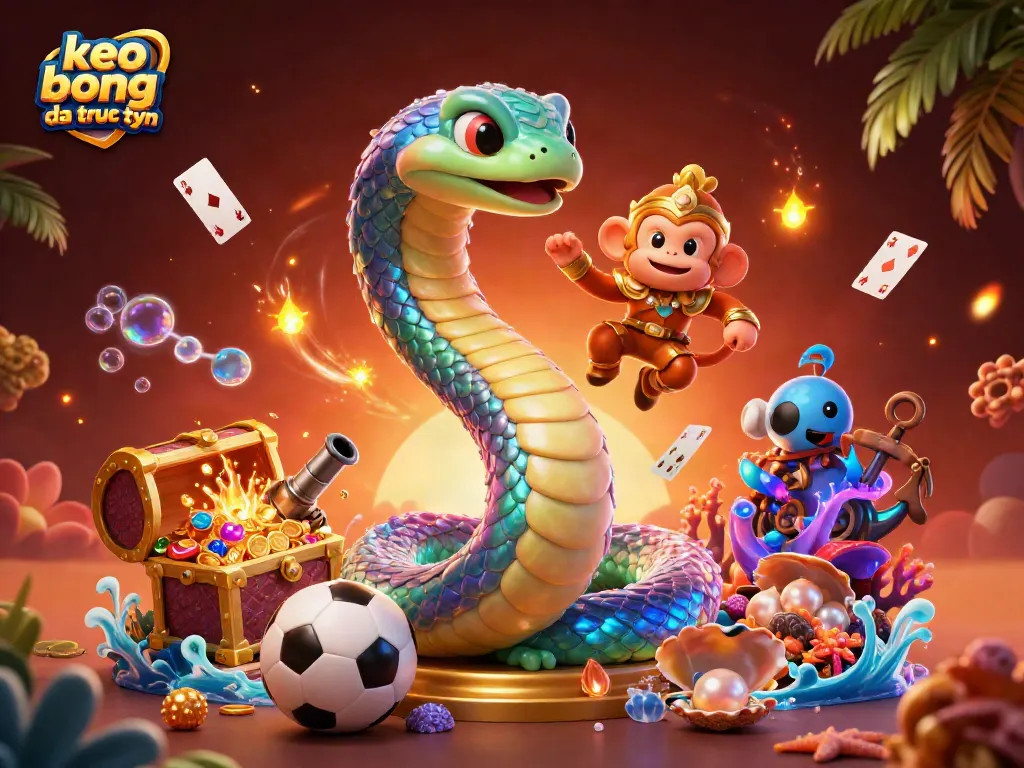 Kèo bóng đá trực tuyến với hình ảnh rực rỡ của con rắn cầu vồng và nhà vua khỉ giữa ấn tượng.