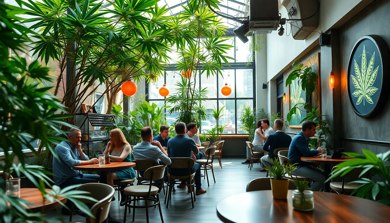 Membres du meilleur club cannabis Lloret de Mar profitant d'une ambiance détendue dans un espace contemporain.