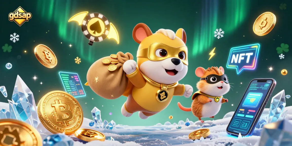Join the adventure with gdsap as the superhero dog flies with gold coins in a vibrant casino world.
