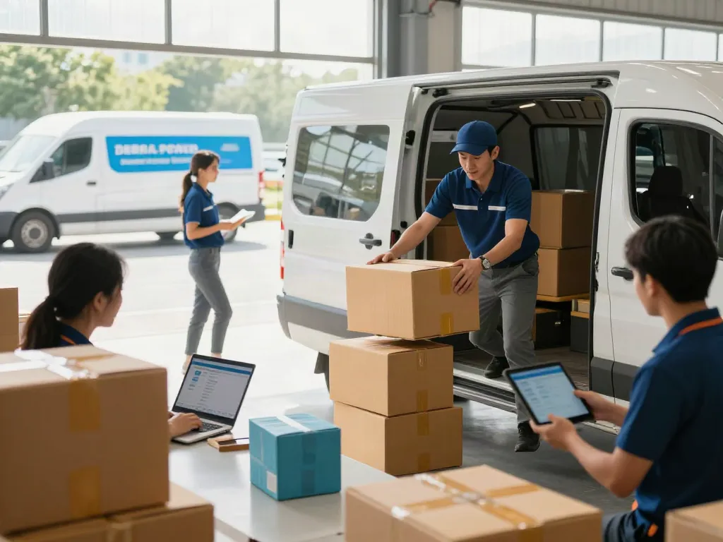 Eiltransport Dortmund – Aktive Logistikszene mit Paketen und Fahrern.
