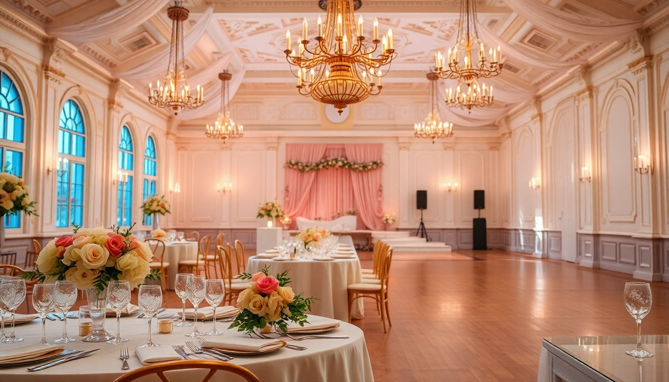 Experience Wedding Event Space Jacksonville with an elegant venue featuring floral decor and chandeliers.