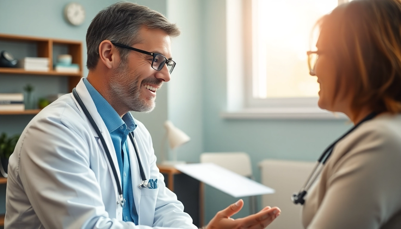 YourGP healthcare provider consulting with a patient in a warm and professional setting.