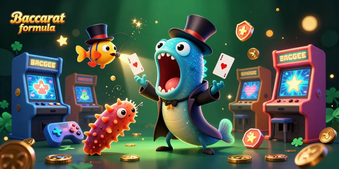 Engaging Baccarat formula scene featuring vibrant casino characters and arcade elements.