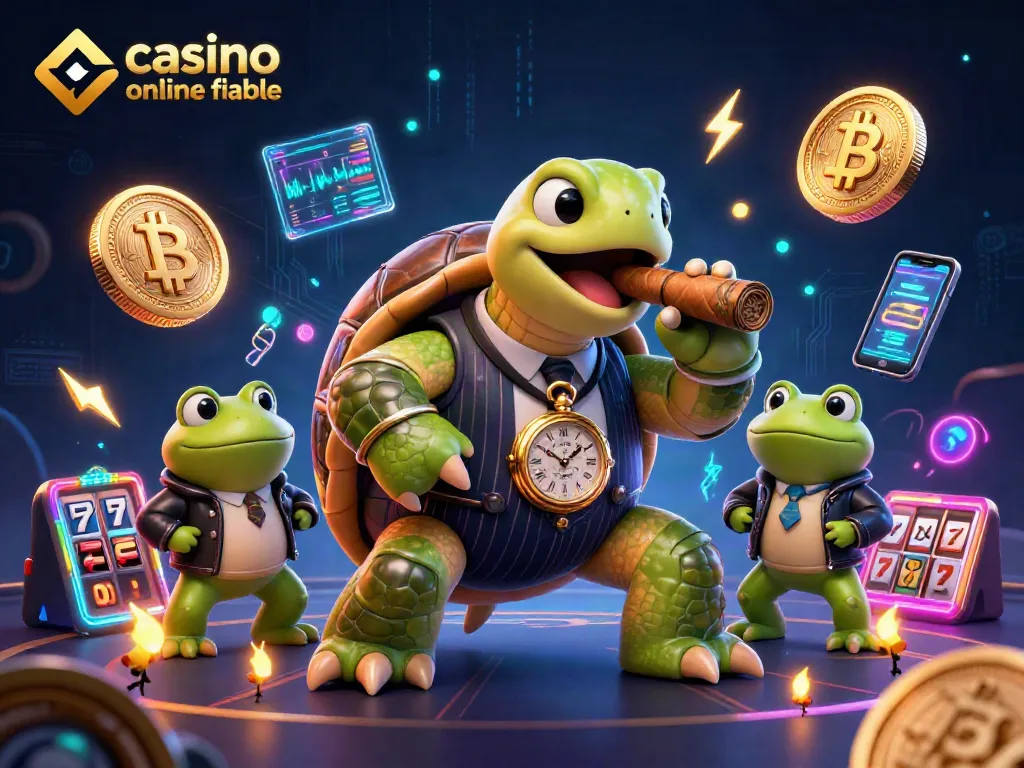 Disfruta de un emocionante casino online fiable con tortuga gangstera y ranas de seguridad en acción.