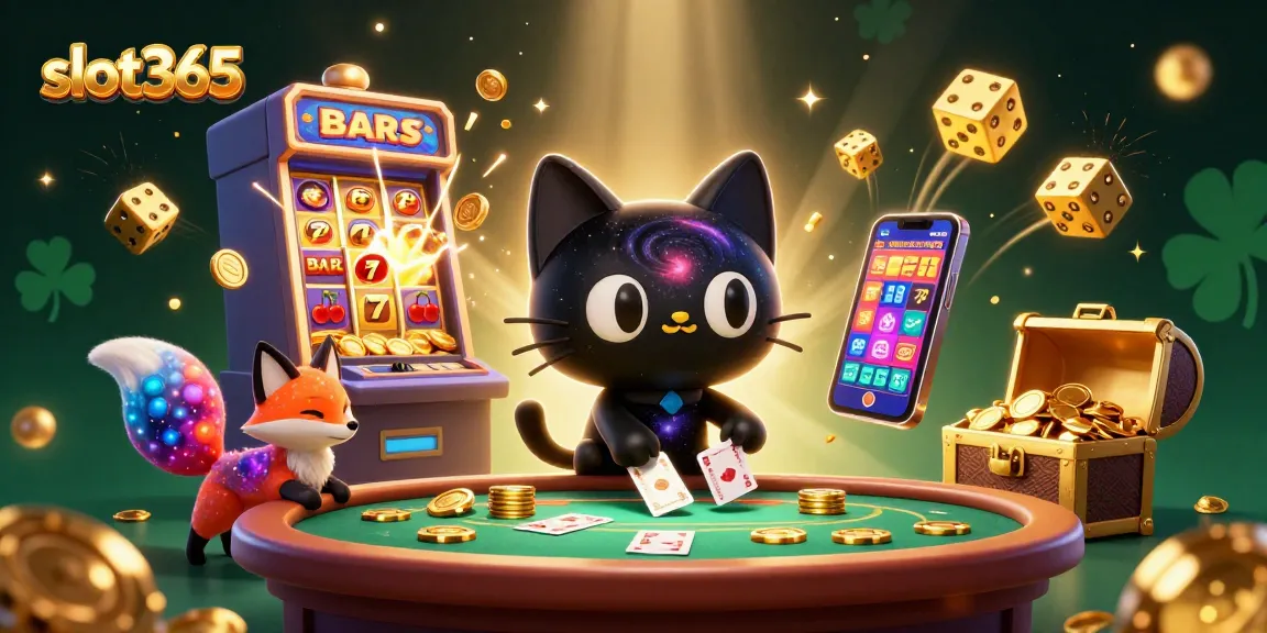 Experience excitement at slot365 with a thrilling jackpot scene bursting with colors and casino elements.