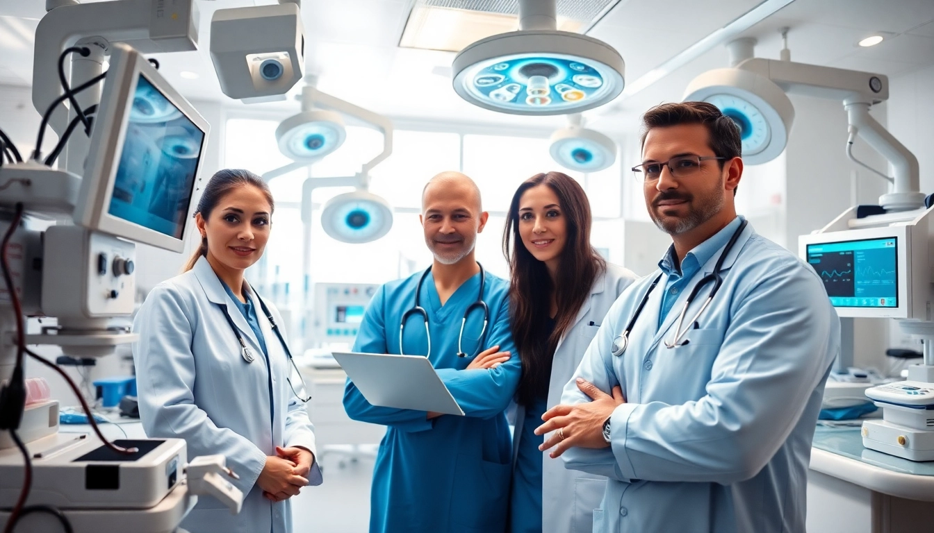 ad DÓC Medical team collaborating in an advanced lab setting with modern technology.