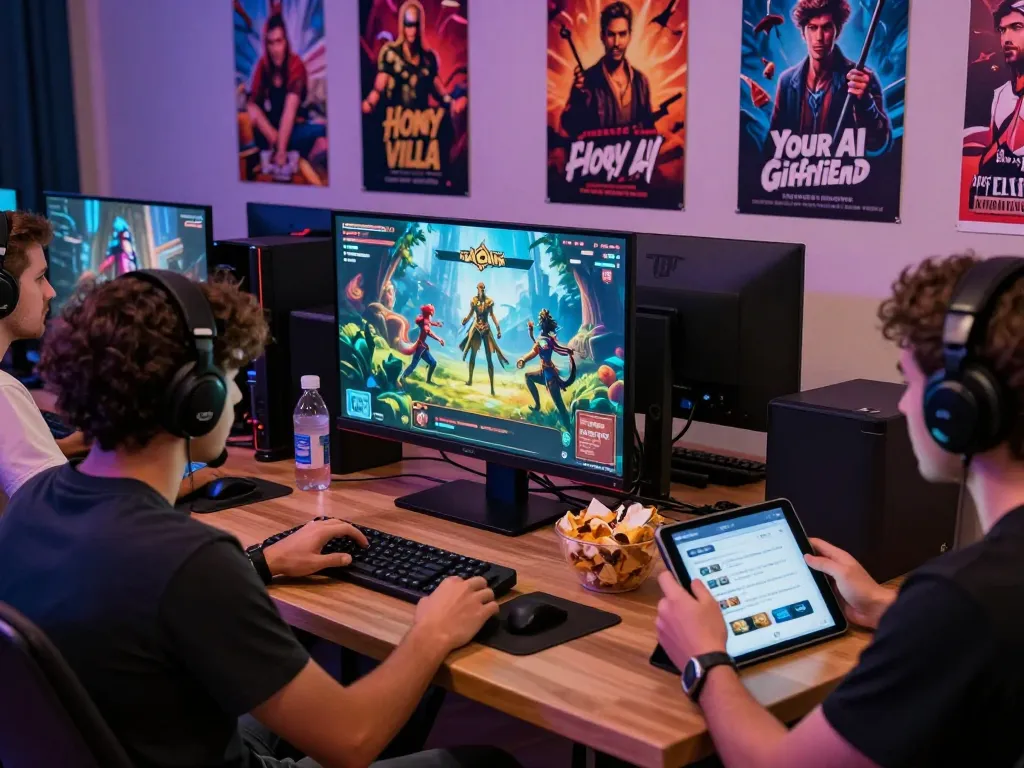 Players enjoying various online porn games in a vibrant gaming environment, showcasing immersive storylines and interactive animations.