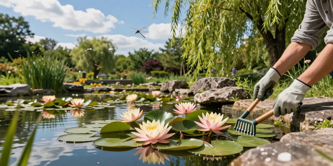 Buy Water Lilies in a tranquil garden pond setup, featuring vibrant blooms and lush greenery.