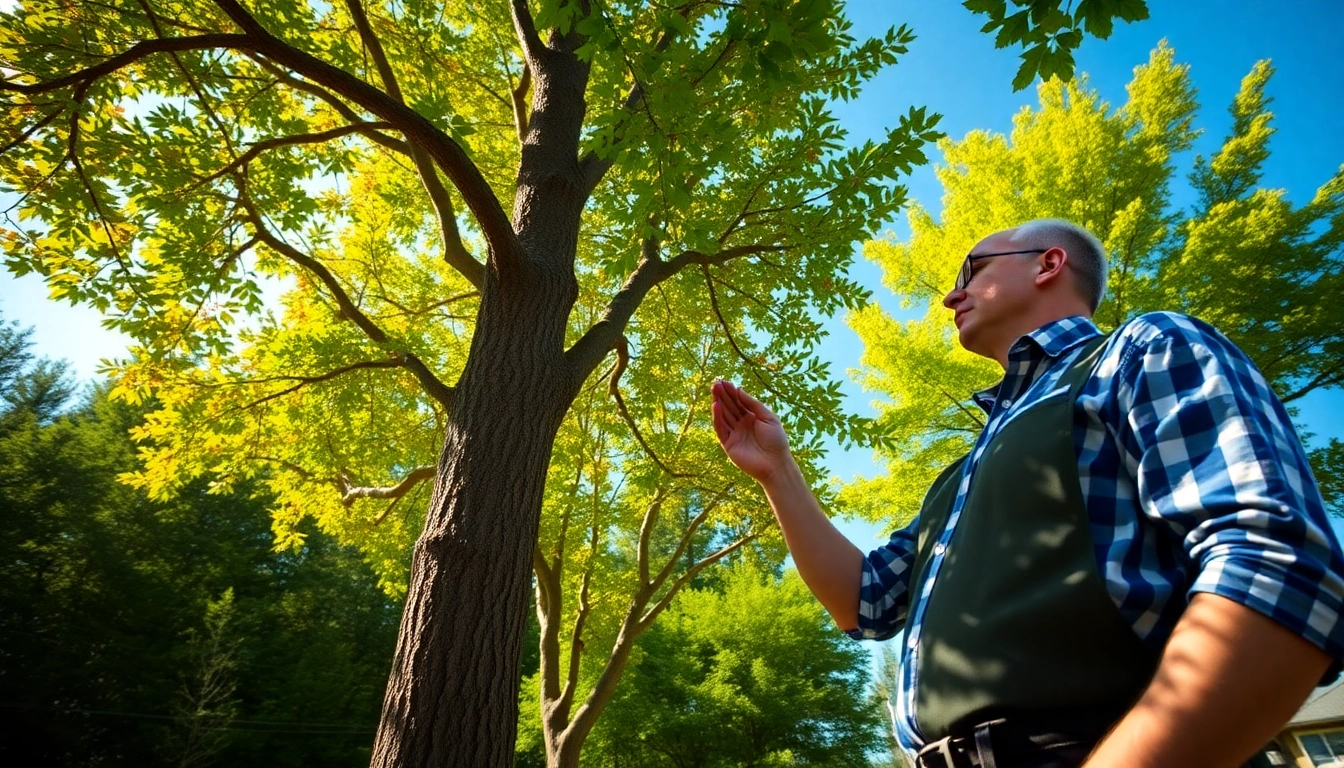 Highlighting Black Mountain Tree Consultancy's expert arborist assessing tree health in a vibrant landscape.