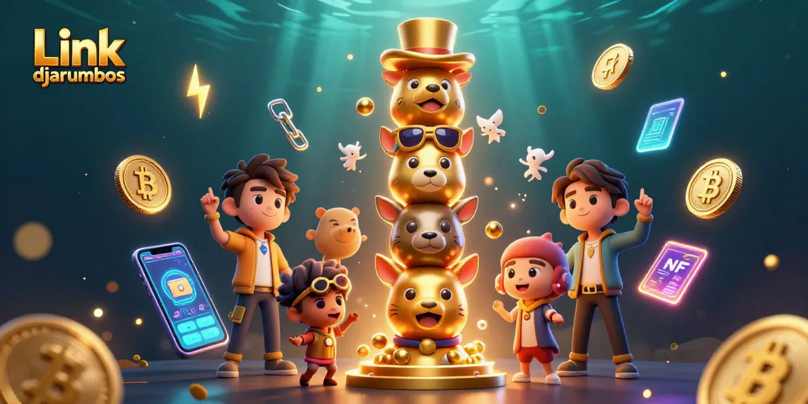 Engage with Link djarumbos in a vibrant 3D casino scene featuring crypto elements.