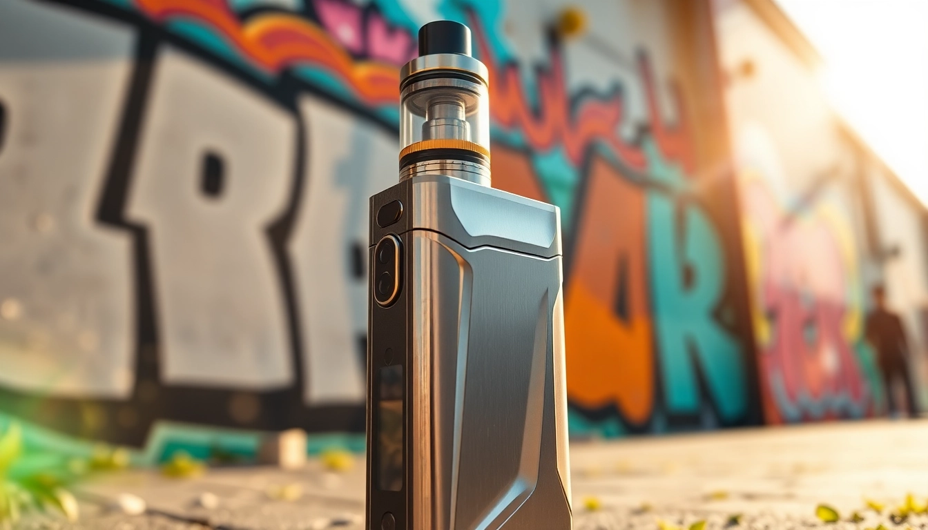 Engaging close-up of an orion vape device set against vibrant urban artwork.