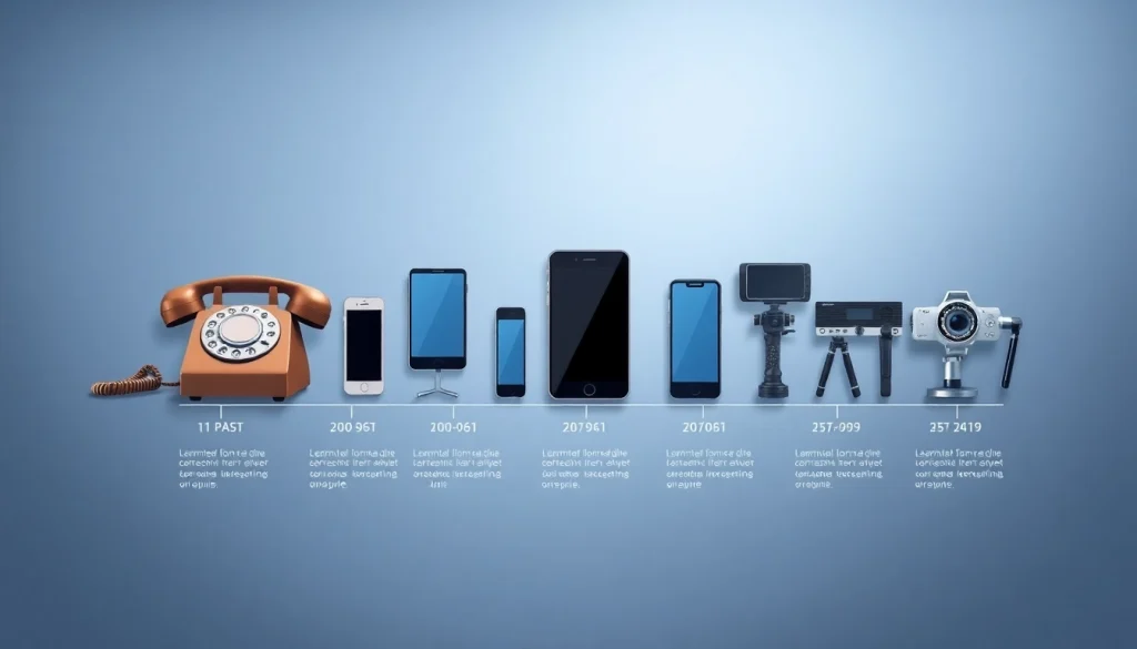 Showcasing the evolution of Technology through various devices highlighting progress.