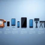 Showcasing the evolution of Technology through various devices highlighting progress.