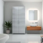 sonni Spiegelschrank mit moderner LED-Beleuchtung im eleganten Badezimmer präsentieren.