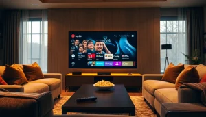 Engaging scene with iron tv showcased in a modern living room setting, inviting cozy entertainment.