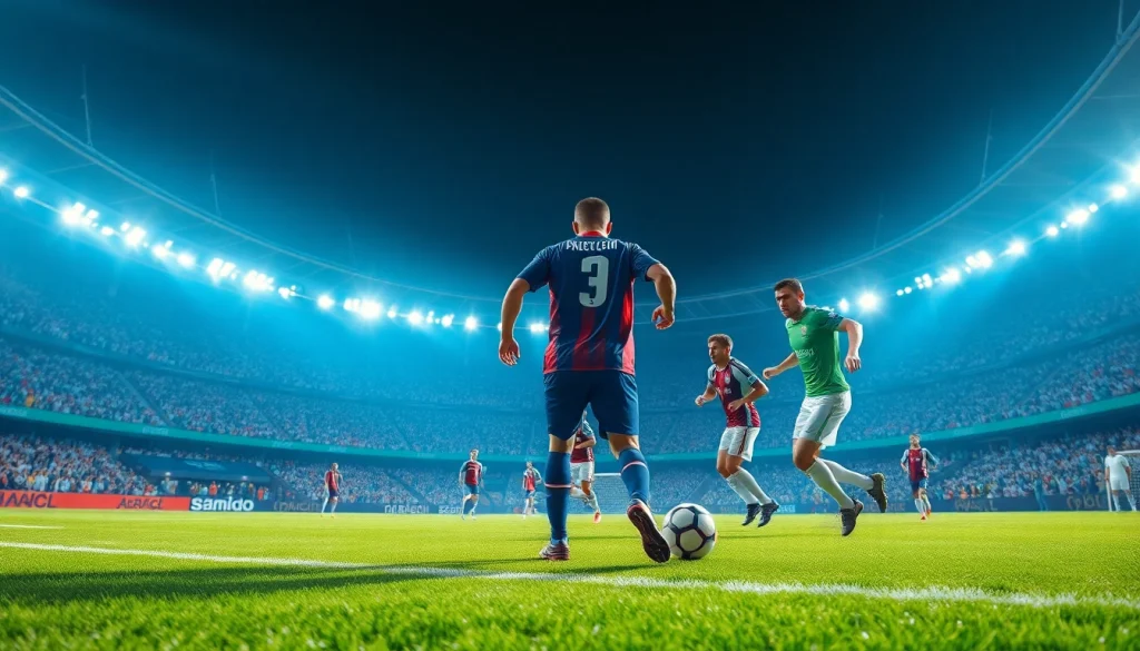 해외축구중계에서 흥미진진한 경기를 즐기는 팬들 모습