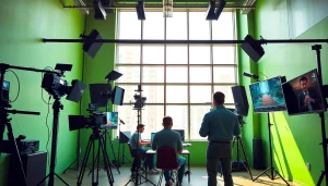 Showcasing edmonton production companies in a vibrant video studio setting with creative teams.
