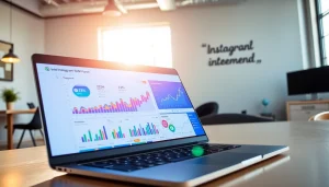 Engage with the Instagram smm panel showcasing vibrant analytics on a modern laptop.