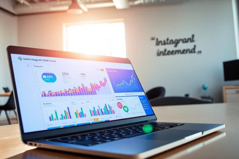 Engage with the Instagram smm panel showcasing vibrant analytics on a modern laptop.