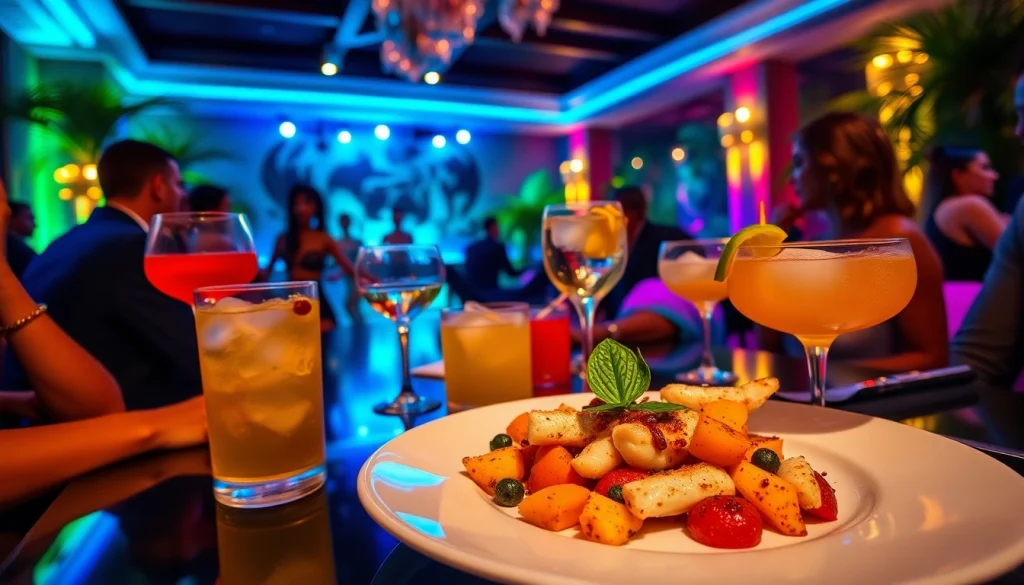 Dinner sxm at Club Noir, featuring exquisite dishes and vibrant nightlife atmosphere.