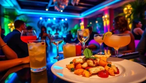 Dinner sxm at Club Noir, featuring exquisite dishes and vibrant nightlife atmosphere.