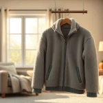 Fleece jas met een gezellige sfeer in een warm interieur.