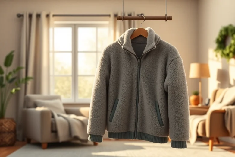 Fleece jas met een gezellige sfeer in een warm interieur.