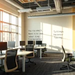 Visually engaging typing center with modern desks and natural light inviting users to enhance typing skills.
