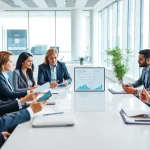 Examine competitor pricing strategies during a business meeting with a diverse team.