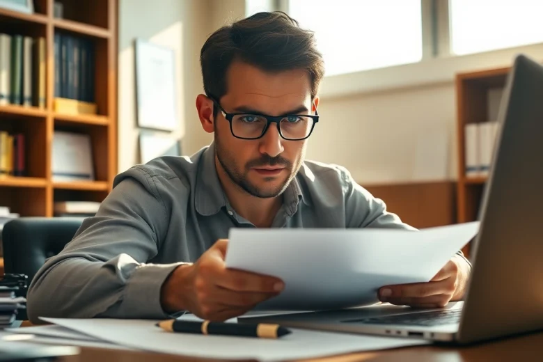 Reviewing documents for Pre and post award compliance in a professional office setting.