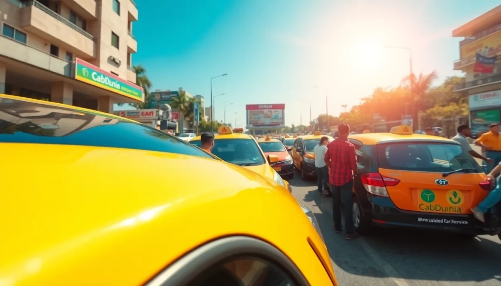 Gurgaon Taxi Service featuring clean, modern taxis and friendly drivers in a busy urban setting.