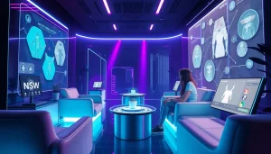 Immersive digital lounge featuring users interacting with nsfw character ai chatbots.