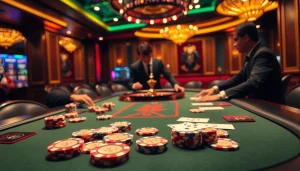 Action-packed scene at the MK 8 poker table, showcasing excitement and engagement in casino gaming.