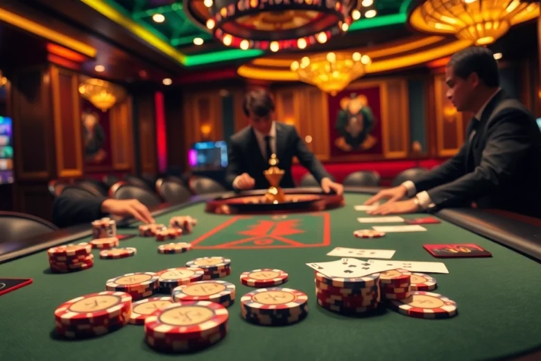 Action-packed scene at the MK 8 poker table, showcasing excitement and engagement in casino gaming.