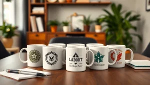 Individualizuotas logotipo spaudas stilinguose keraminiuose puodeliuose verslo reklamoms - logotipo spauda ant puodelių