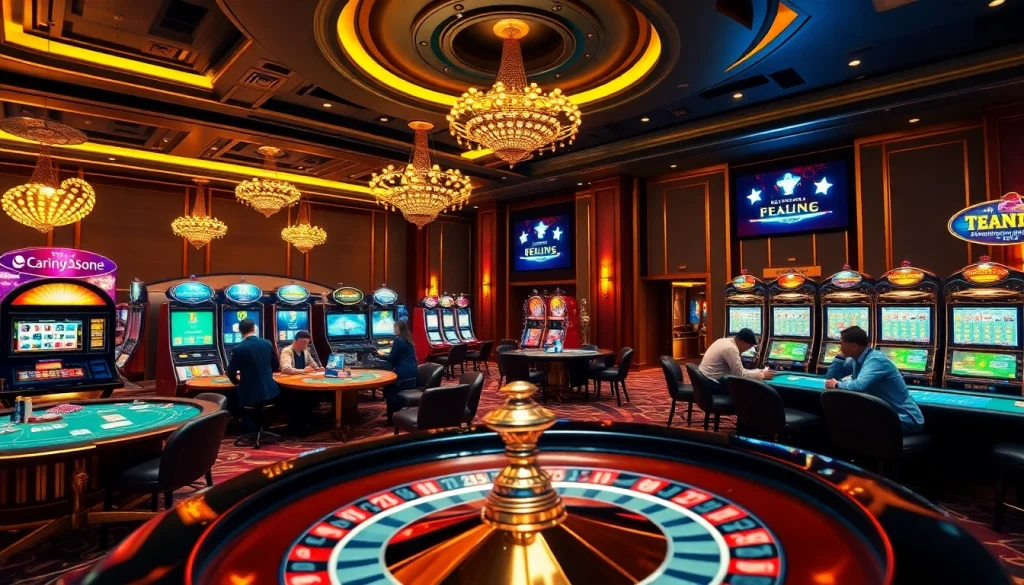 Engage with the thrill of daftar akun Naga169 in a luxurious casino scene showcasing vibrant slot machines and dynamic online betting.